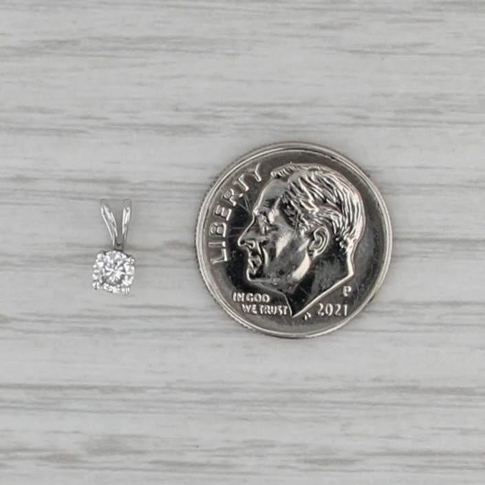 0.17ct Round Diamond Solitaire Pendant 14k White Gold Small Drop