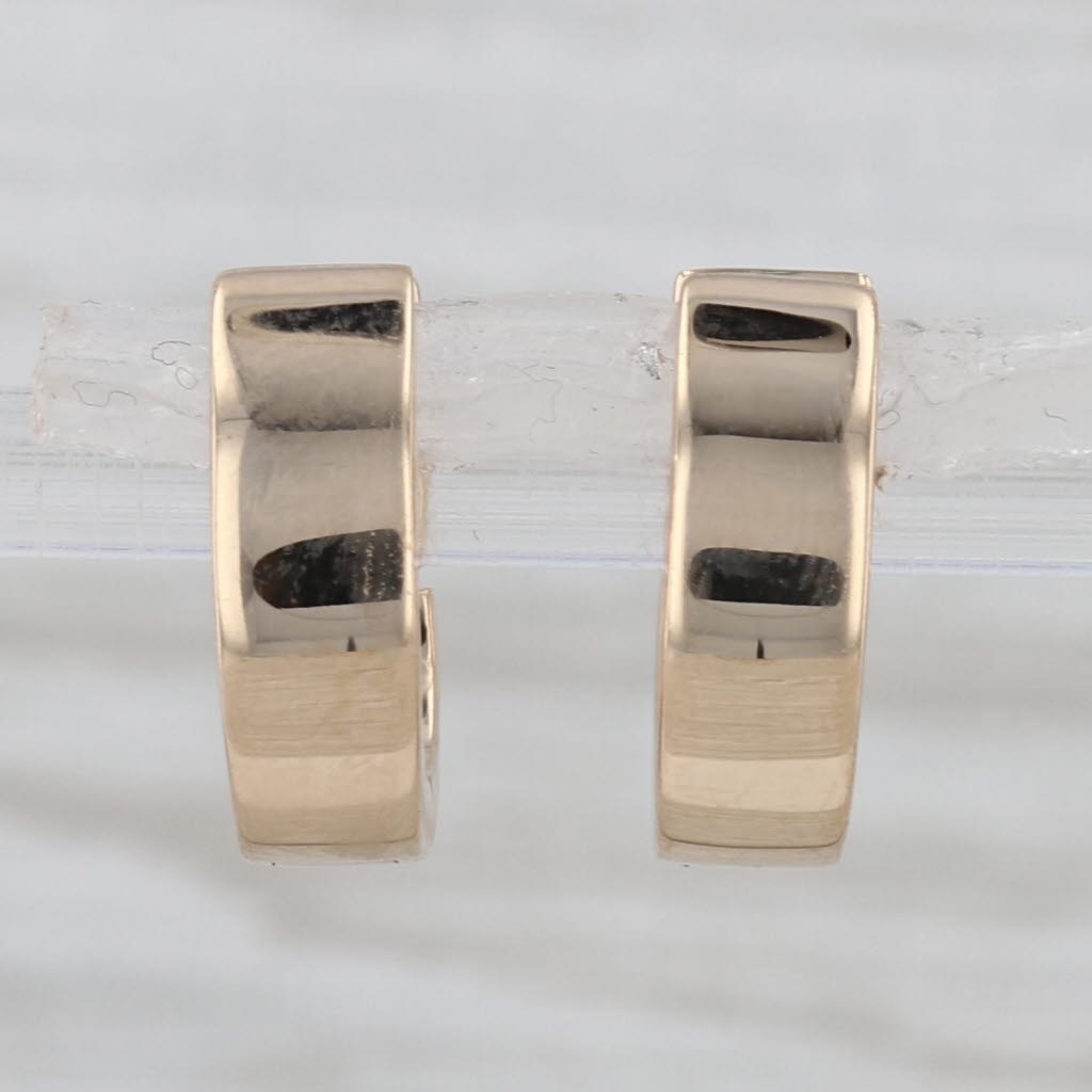 Marron Shell 0.12ctw Diamond Hoop Huggie Earrings 14k Yellow Gold Snap top Hoops
