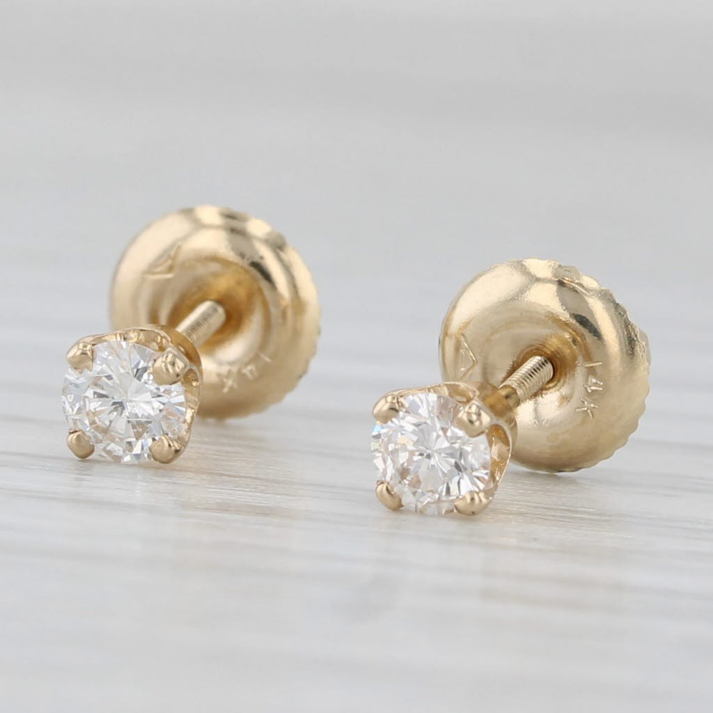 Light Gray 0.36ctw Diamond Stud Earrings 14k Yellow Gold Round Solitaire Studs