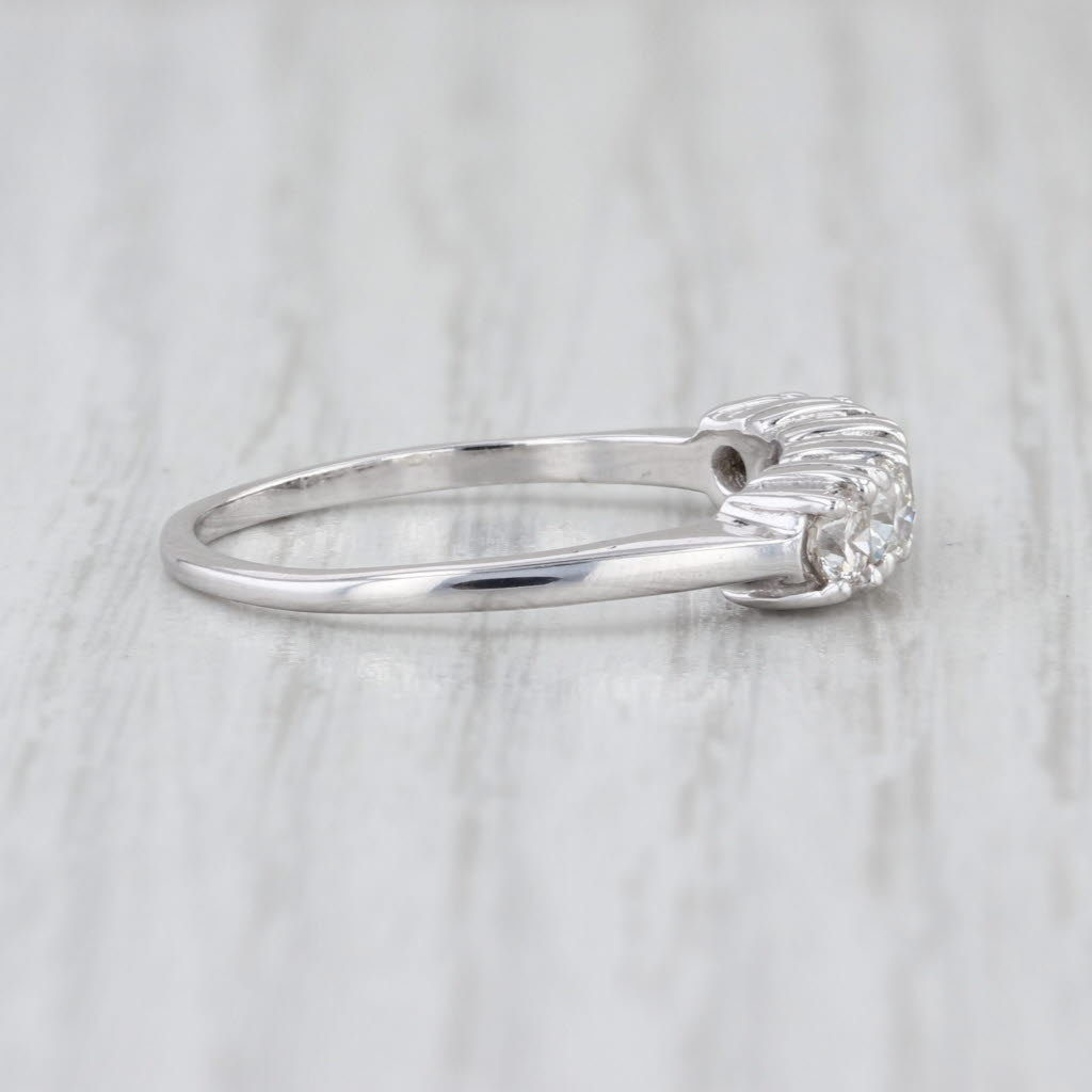 Vintage 0.70ctw Diamond Wedding Band 14k White Gold Stackable Anniversary Ring