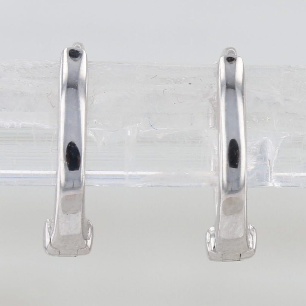 Diamond Mini Hoop Huggie Earrings 14k White Gold Round Hoops Hinged 9.7x1.4mm