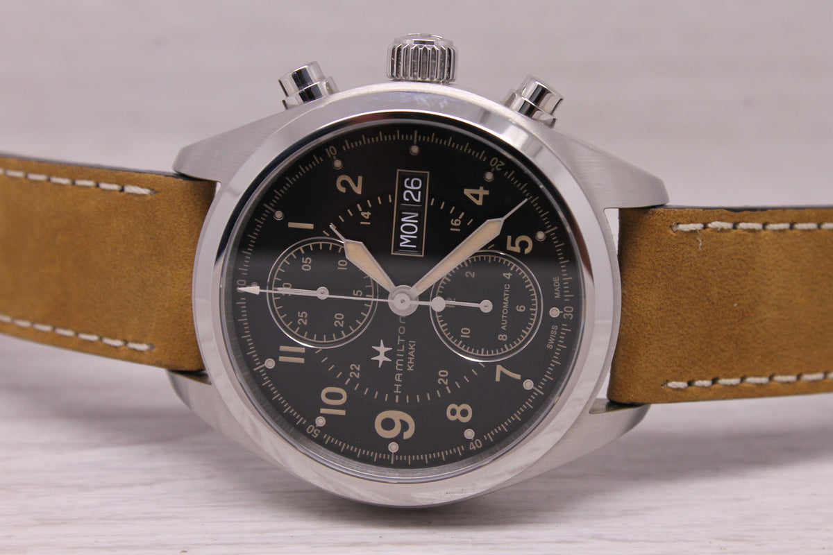 Hamilton Khaki Automatic Chronograph 42mm Steel Watch Swiss H71616535 MINT