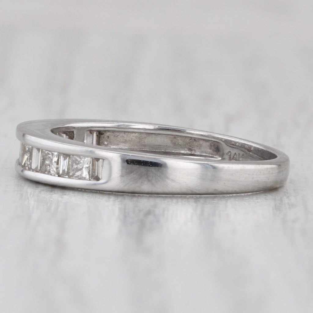 Light Gray 0.52ctw Diamond Wedding Band 14k White Gold Anniversary Ring Size 7.25 Stackable