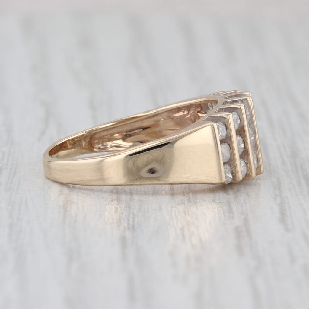 0.75ctw Diamond Cluster 3-Row Ring 10k Yellow Gold Size 8.5