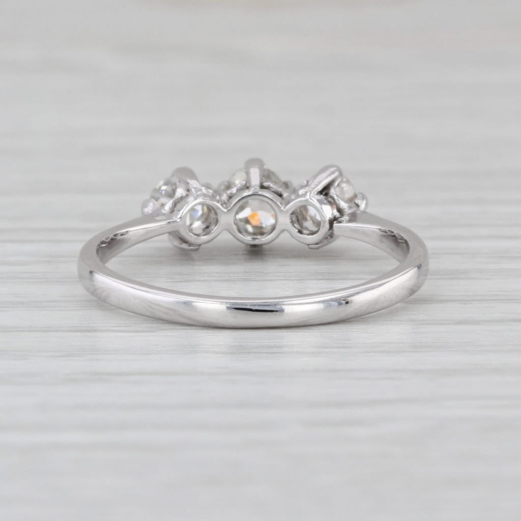 Antique 3-Stone 0.56ctw Diamond Ring Platinum Size 7.5 Engagement Anniversary