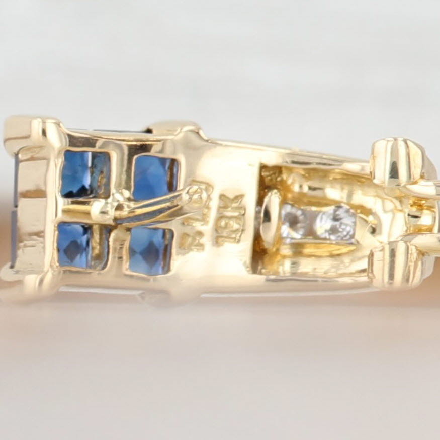 Light Gray 1.76ctw Blue Sapphire Diamond Drop Earrings 18k Yellow Gold Omega Backs