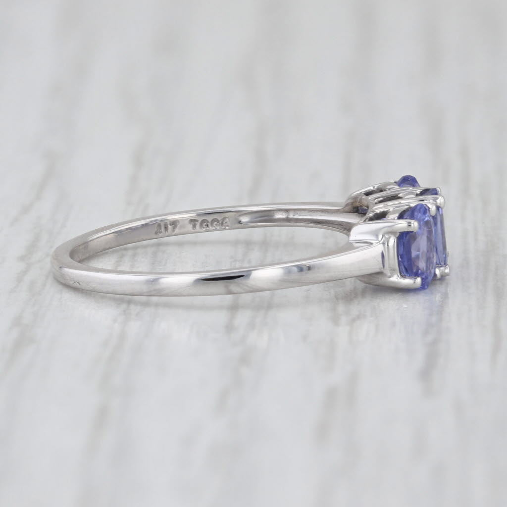 1.05ctw Tanzanite 3-Stone Ring 10k White Gold Size 7.25 Stackable