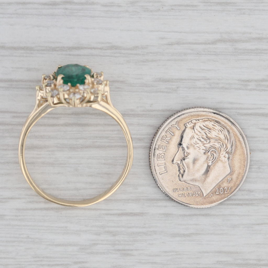 Gray 1.68ctw Oval Emerald Diamond Halo Ring 14k Yellow Gold Size 7.75 Engagement