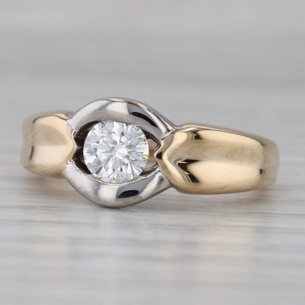 Gray 0.52ctw Diamond Round Solitaire Ring 14k Gold Size 6.75 G-H VS2 Engagement