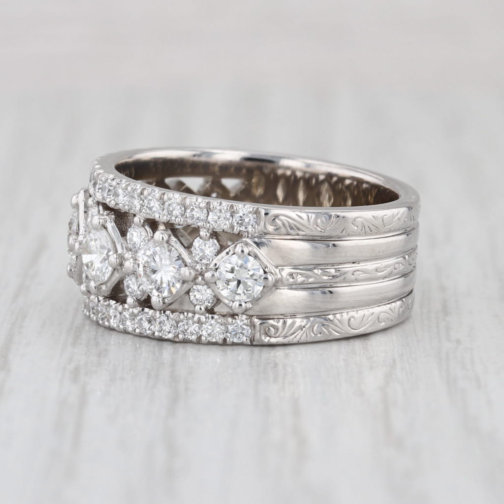 2.53ctw Diamond Ring 14k White Gold Anniversary Wedding Stacked Band Size 9.5