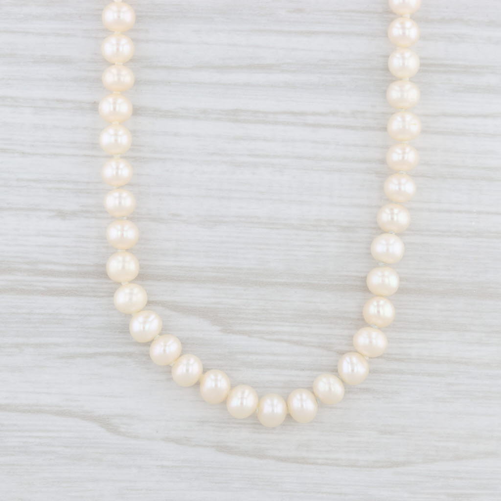 Light Gray Cultured Pearl Bead Strand Necklace 14k Yellow Gold Clasp 17.5"