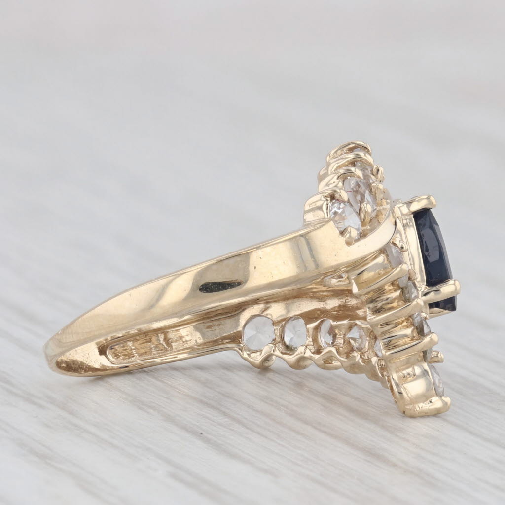 Light Gray 2.30ctw Blue White Sapphire Bypass Ring 10k Yellow Gold Size 7