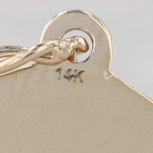 Engraved Letter Initial "H" Pendant 14k Yellow Gold Small Round Charm