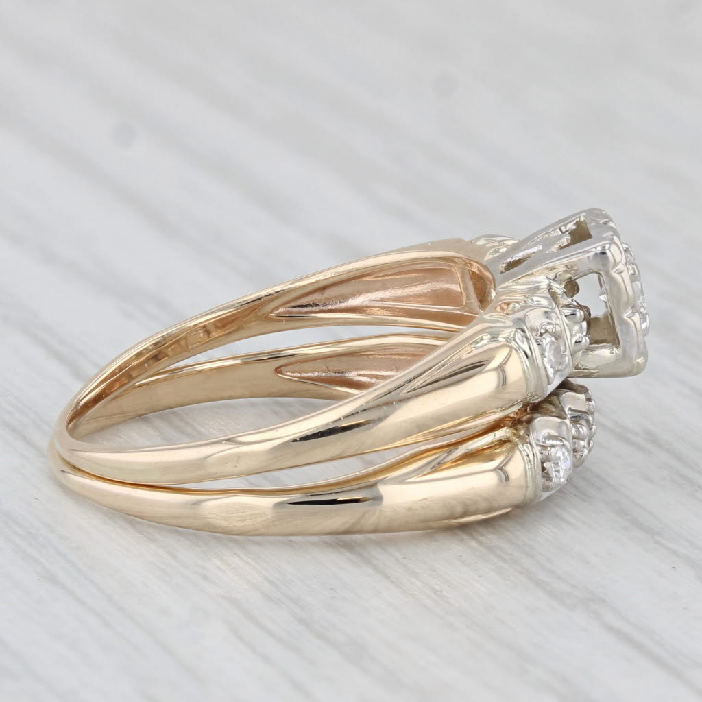 Light Gray Vintage 0.20ctw Diamond Engagement Ring Wedding Bridal Set 14k Gold Size 8.25