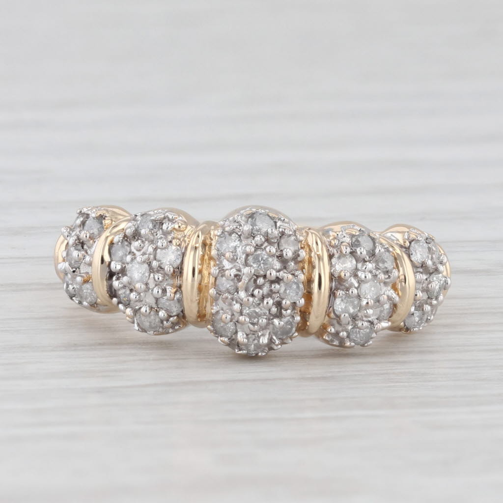 Light Gray 0.45ctw Diamond Cluster Ring 14k Yellow Gold Size 8