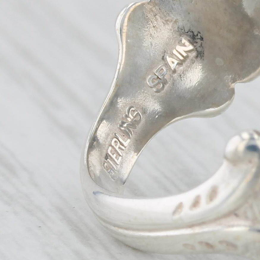 Light Gray Heart Spoon Ring Sterling Silver Adjustable Size Floral Avon