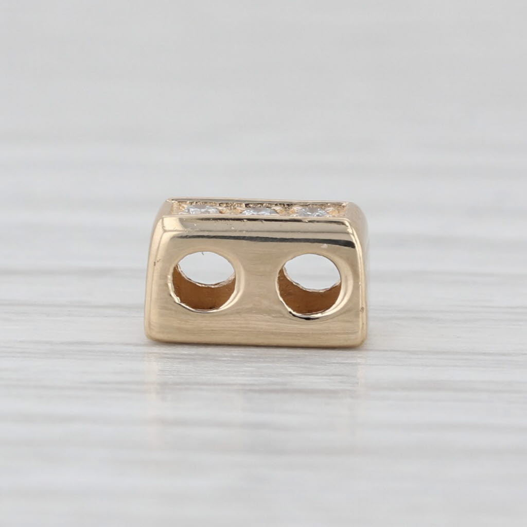 Small Diamond Spacer Slide Bracelet Charm 14k Yellow Gold Vintage Joshua