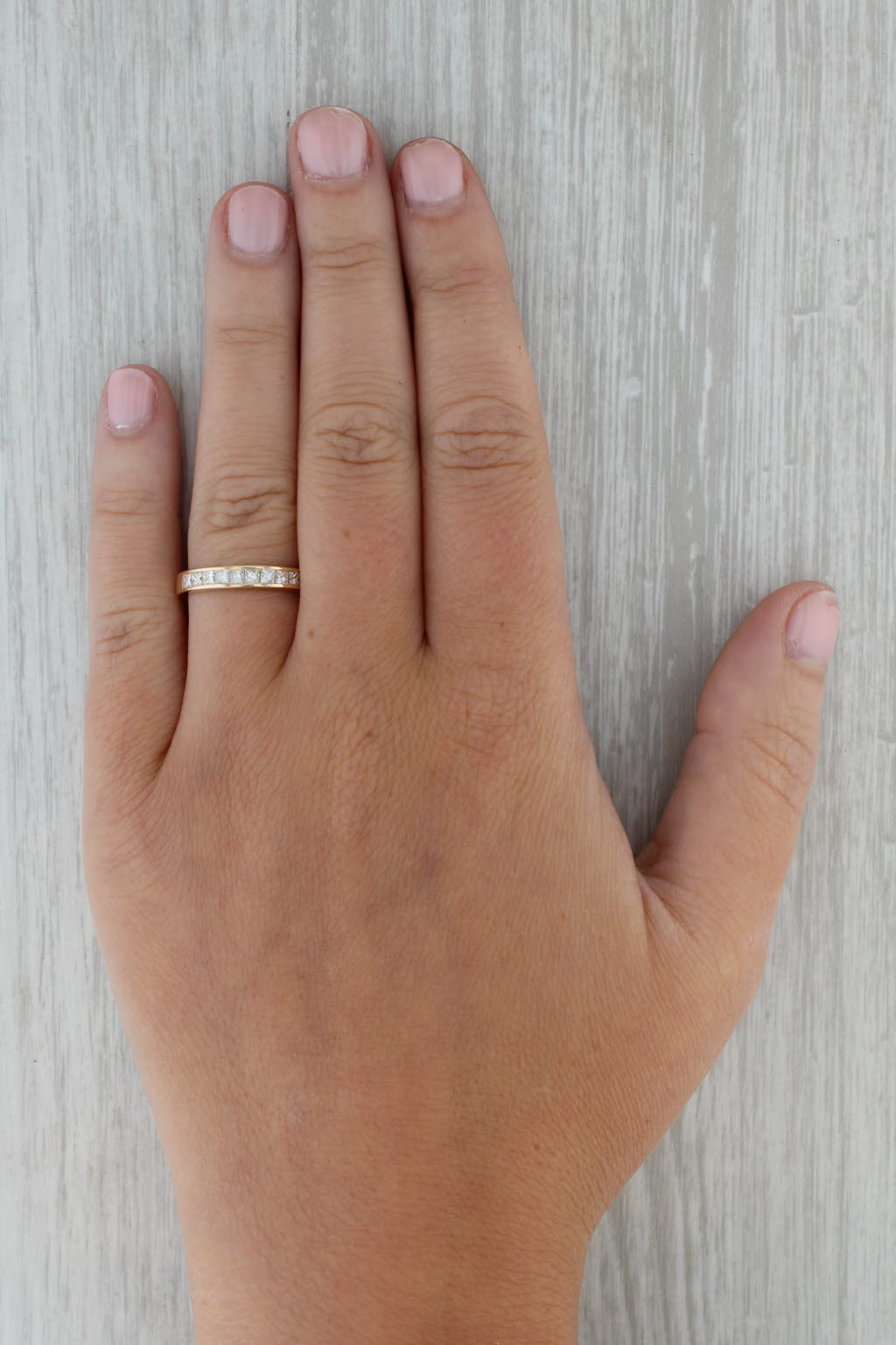Rosy Brown 0.60ctw Princess Diamond Ring 14k Yellow Gold Size 5.75 Wedding Band