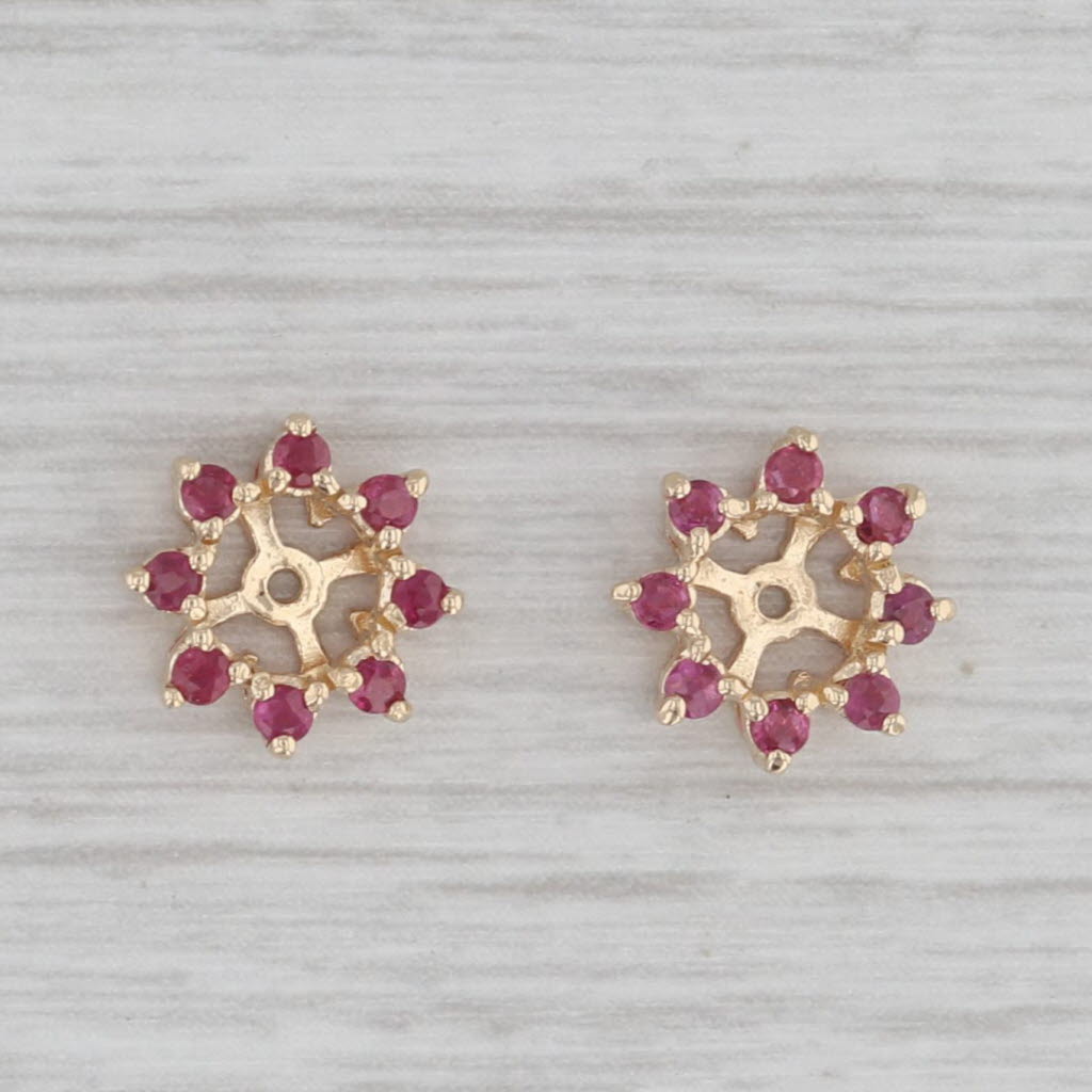 Gray 0.30ctw Ruby Flower Stud Earring Enhancers 14k Yellow Gold