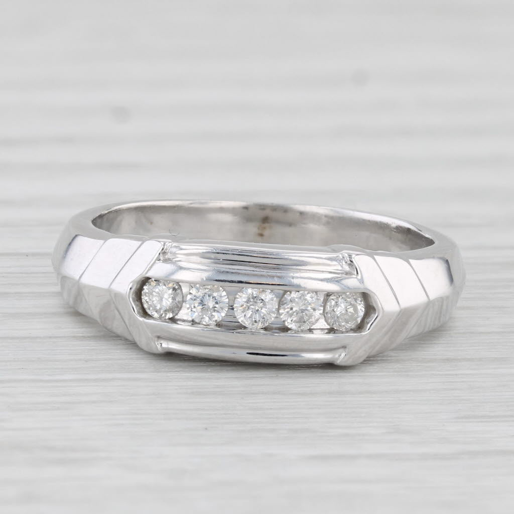 Light Gray Vintage 0.20ctw Diamond Wedding Band 10k White Gold Size 8.5 Ring