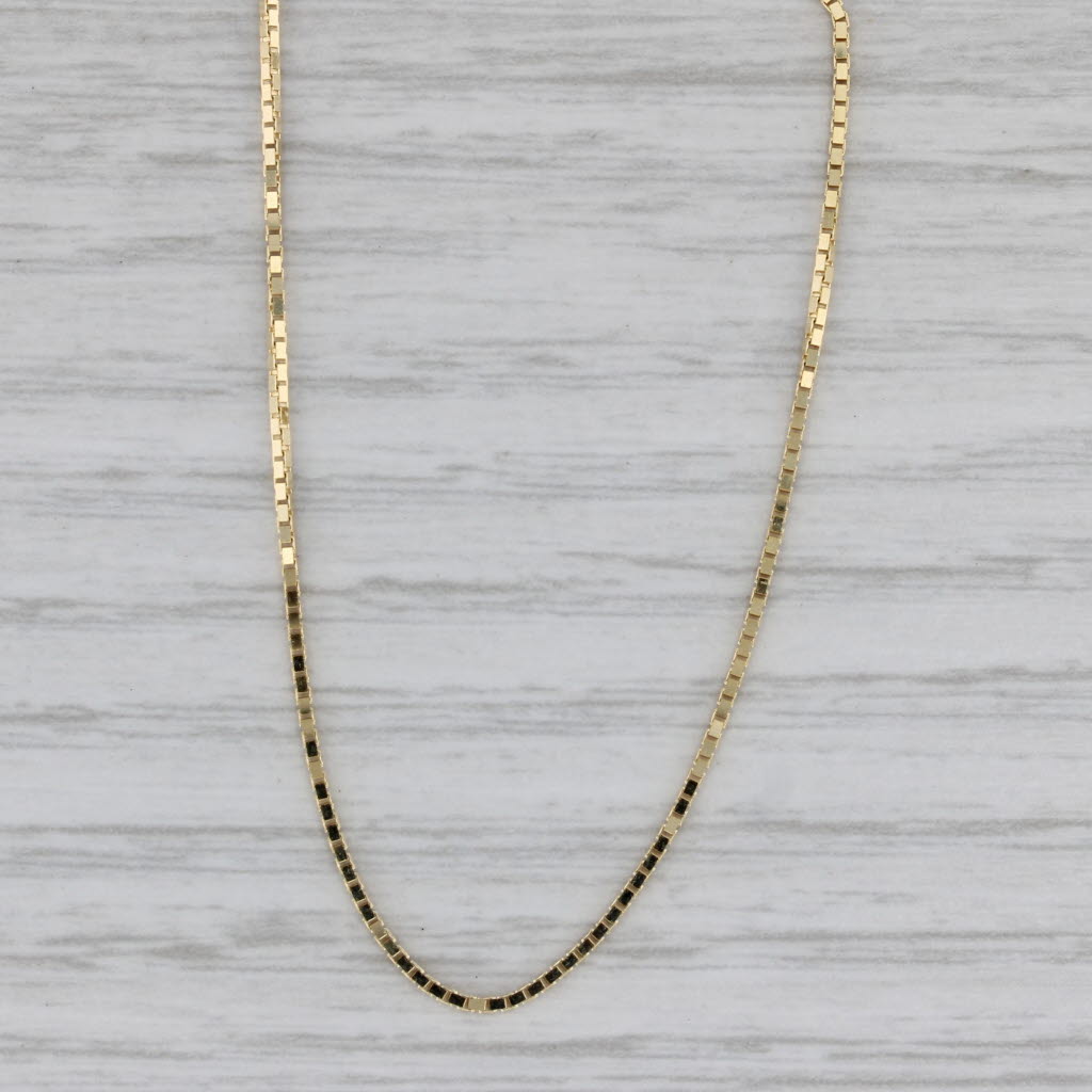 Gray New Box Chain Necklace 10k Yellow Gold 16" 0.9mm