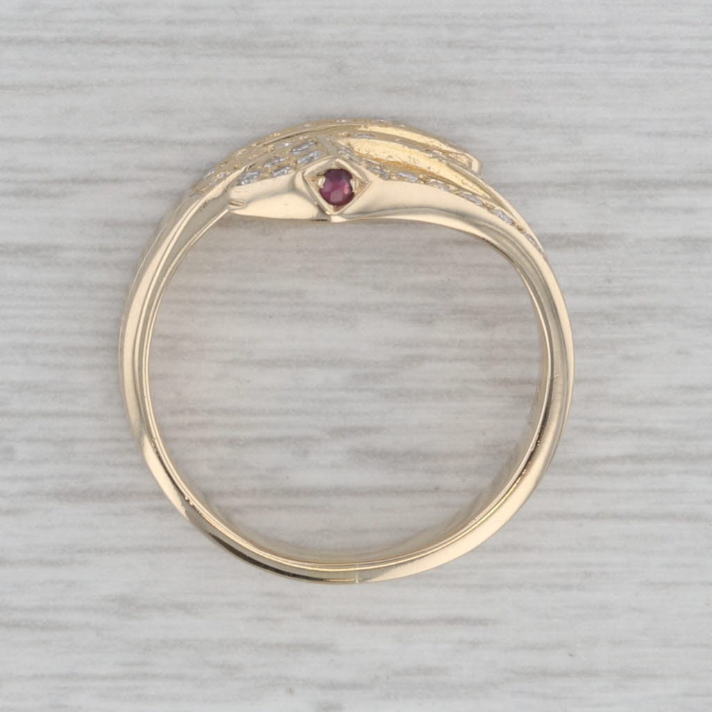 Gray Ruby Diamond Coiled Snake Serpent Ring 18k Yellow Gold Size 7