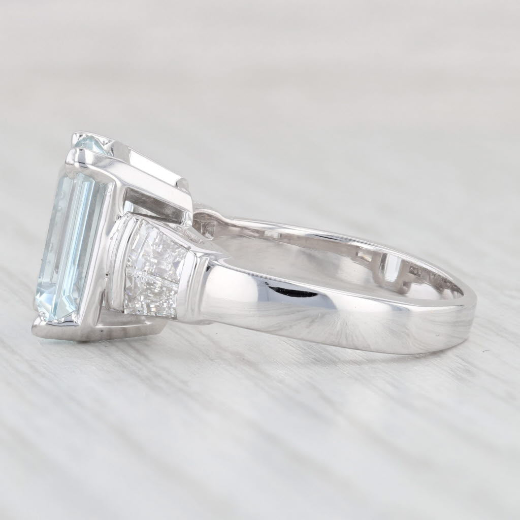 Light Gray 4.15ctw Aquamarine Diamond Ring 14k White Gold Size 7.75