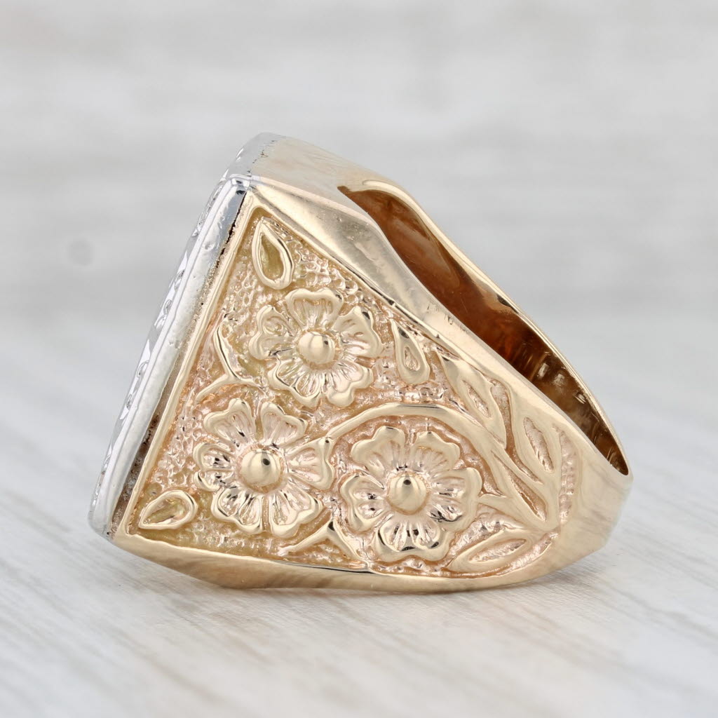 Light Gray 0.72ctw Diamond Ring 14k Gold Floral Cocktail Size 6