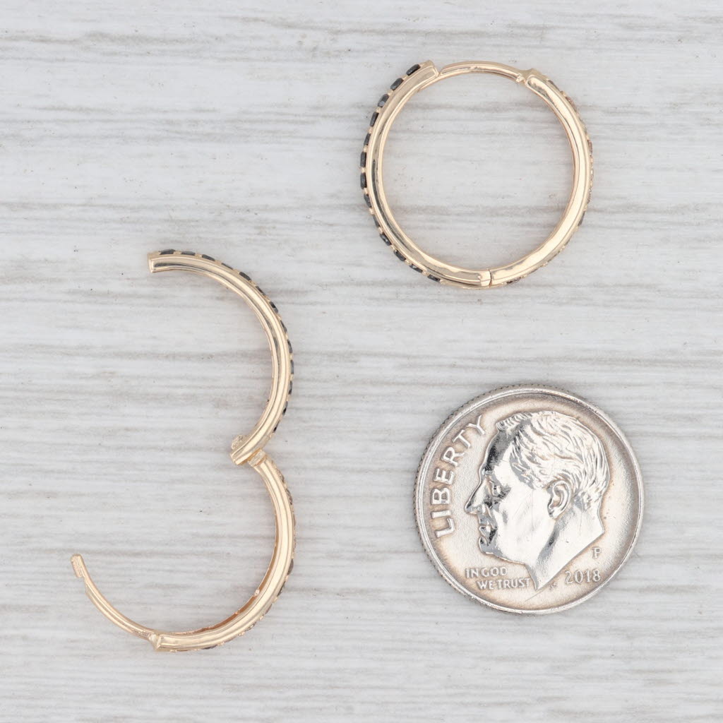 New Nina Wynn 0.64ctw Diamond Hoop Earrings 14k Yellow Gold Hinged Snap Top
