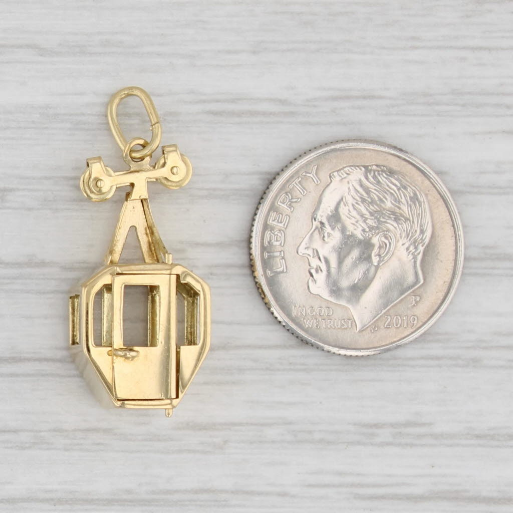 Light Gray Vintage Gondola Charm 18k Yellow Gold Opens 3D Souvenir Pendant