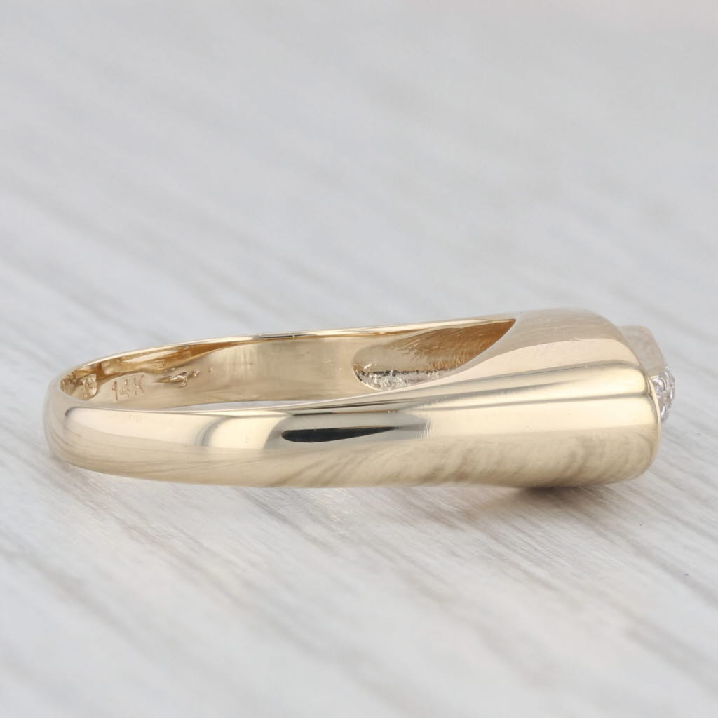 Light Gray Cubic Zirconia Abstract Ring 14k Yellow Gold Size 7