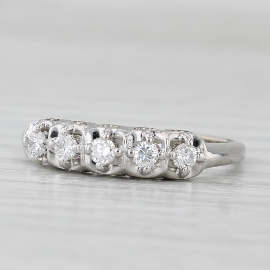 Light Gray 0.25ctw Diamond Wedding Band 14k White Gold Size 7 Stackable Anniversary Ring