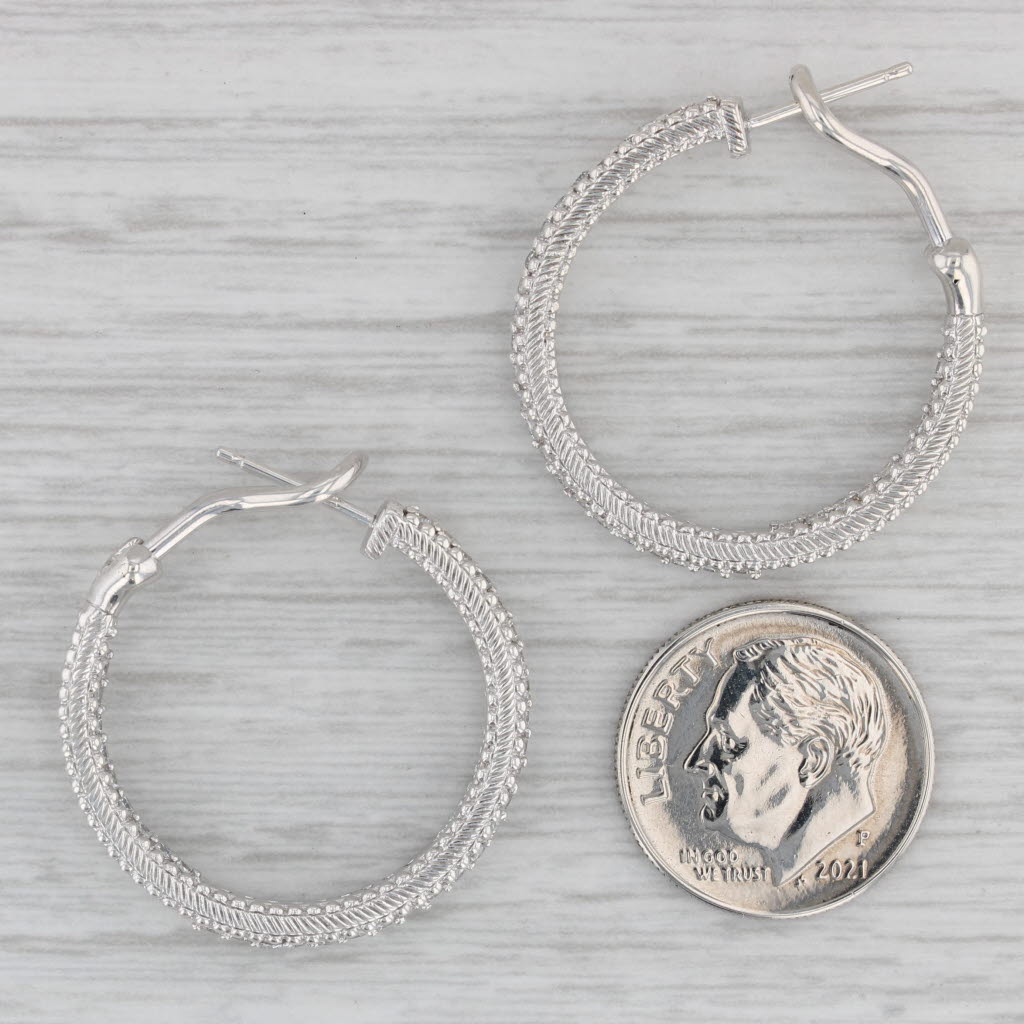 Gray Judith Ripka 1ctw Cubic Zirconia Inside Out Hoop Earrings Sterling Silver Hoops