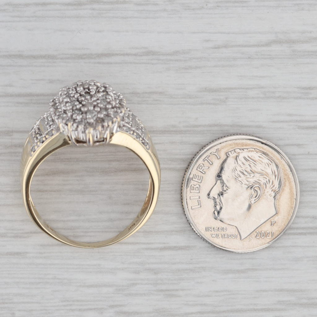 Gray 0.50ctw Diamond Cluster Ring 10k Yellow Gold Size 7.75 Cocktail