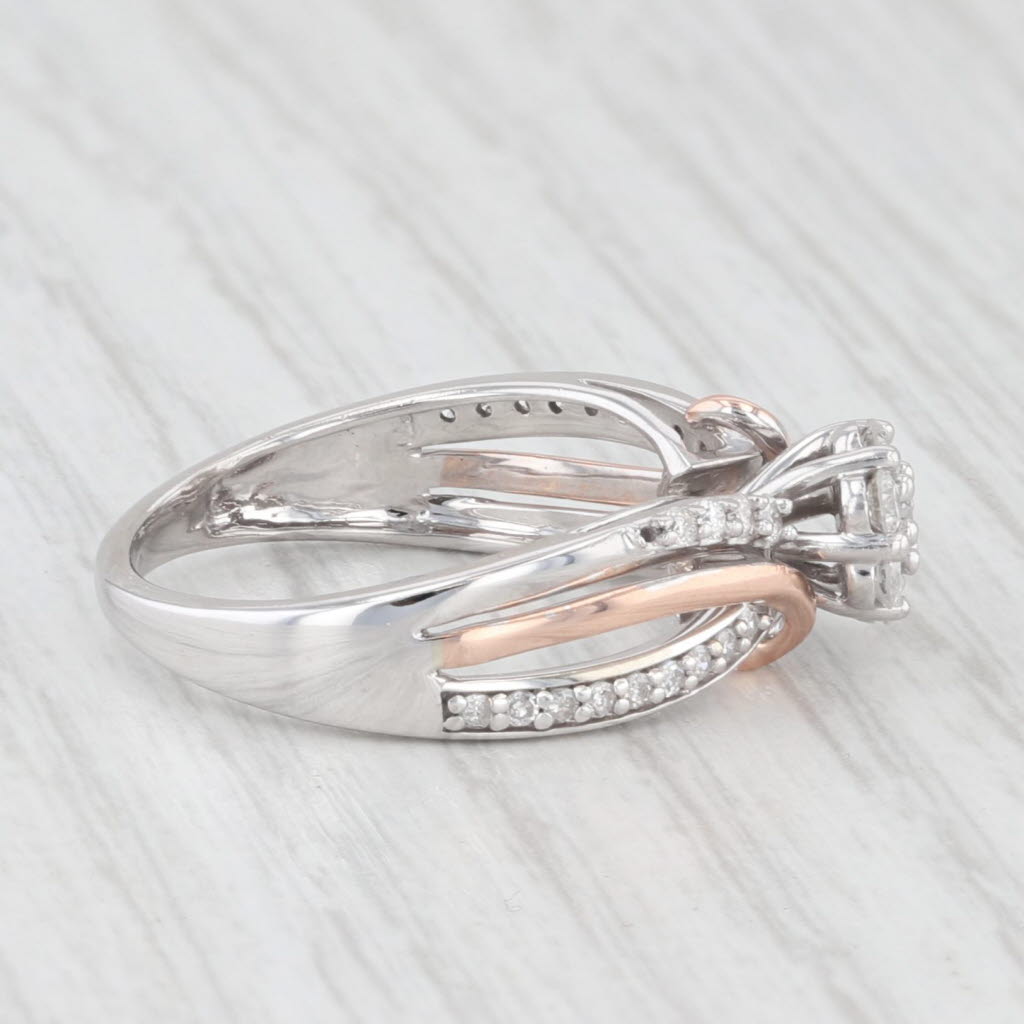 Light Gray 0.35ctw Diamond Cluster Engagement Ring 10k White Rose Gold Size 7