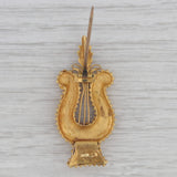 Antique Floral Harp Lyre Brooch 14k Yellow Gold 1800s Pin Made in England