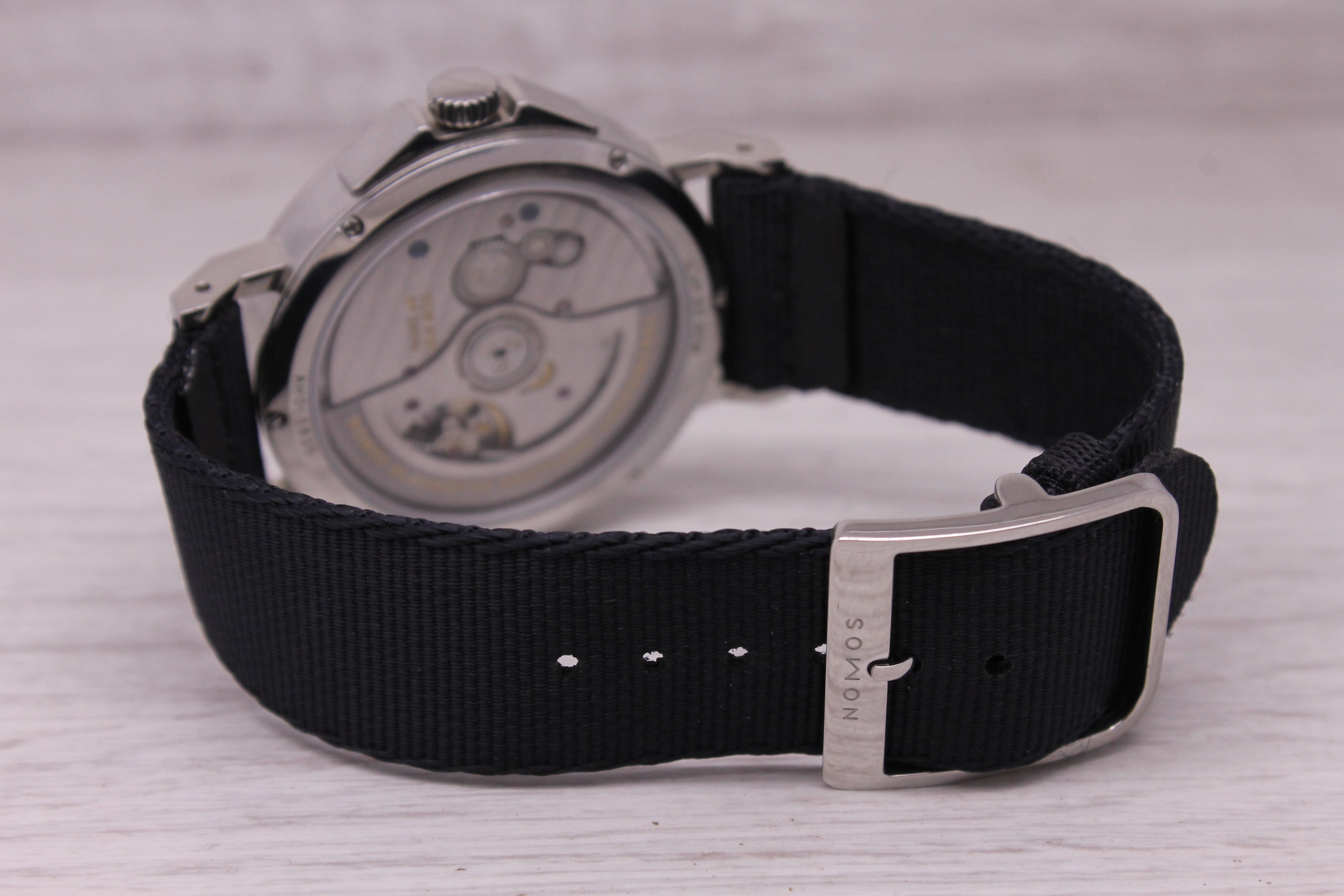 Nomos Glashutte Ahoi Neomatik 38 Date Sky Mens Steel Automatic Watch w/ Box