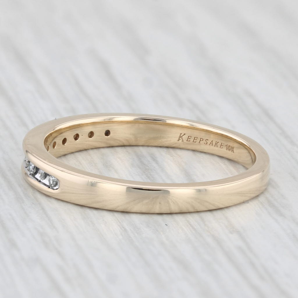 Light Gray Diamond Wedding Band 10k Yellow Gold Stackable Ring Size 7