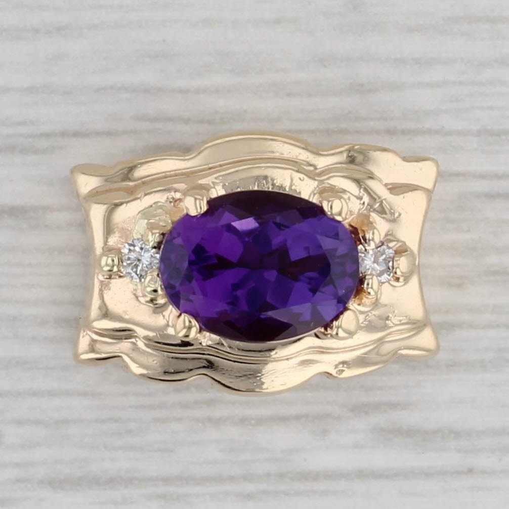 Gray 1.28ct Oval Amethyst Slide Bracelet Charm 14k Yellow Gold Richard Klein Vintage