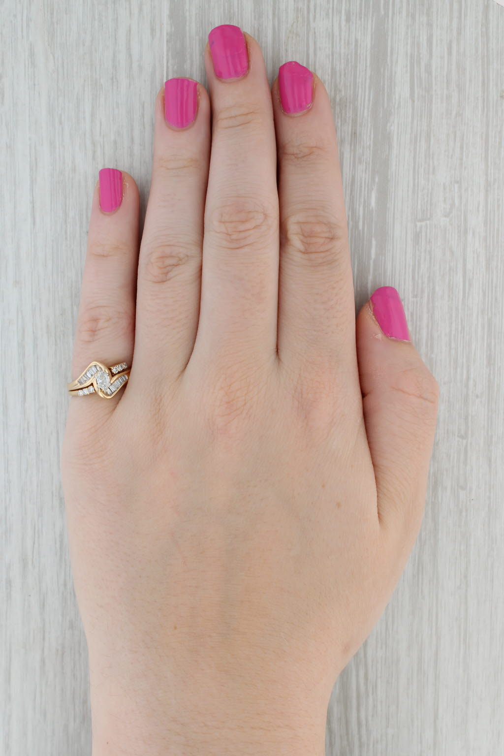 Gray 0.62ctw Diamond Engagement Ring Jacket Wedding Band Bridal Set 14k Gold Size 7