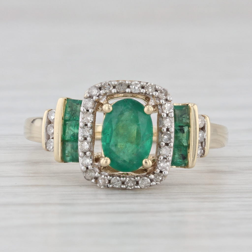 Light Gray 1ctw Emerald Diamond Halo Ring 14k Yellow Gold Size 7 Engagement