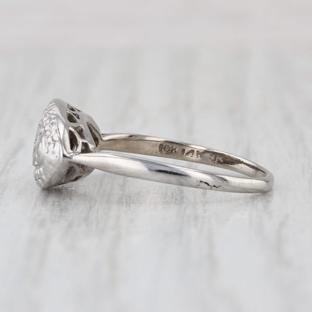 Vintage Diamond Princess Hearts Ring 10k 14k White Gold Size 6.5