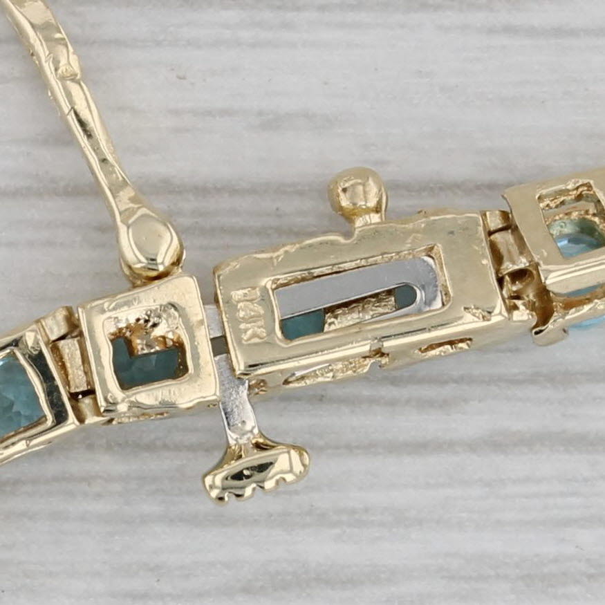Gray 5.70ctw Blue Topaz Tennis Bracelet 14k Yellow Gold 7" 3.6mm