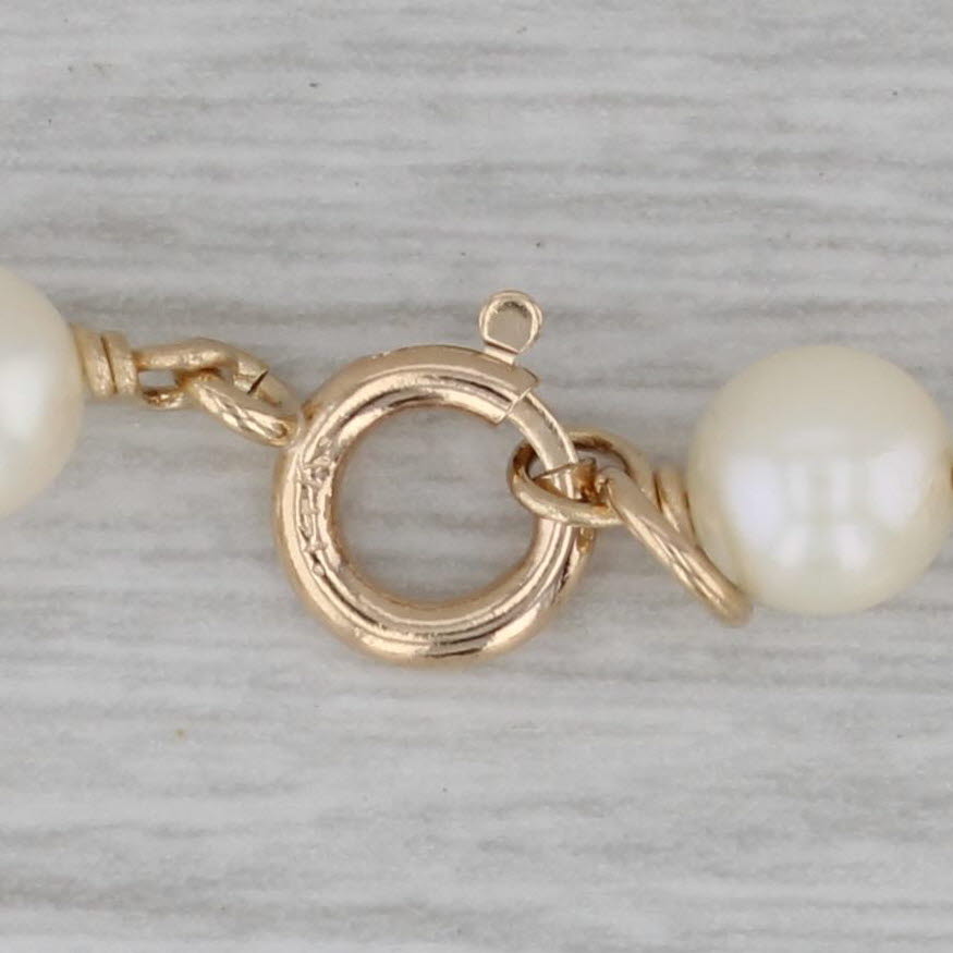 Dark Gray Cultured Pearl Bead Chain Bracelet 14k Yellow Gold 6.5" 5-5.3mm