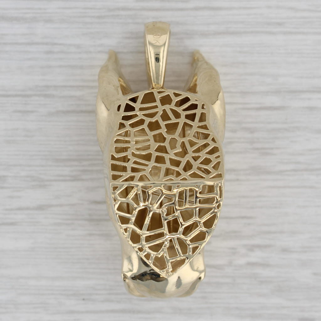 Gray Large Dog Bust Pendant 10k Yellow Gold 0.12ctw Diamonds Doberman