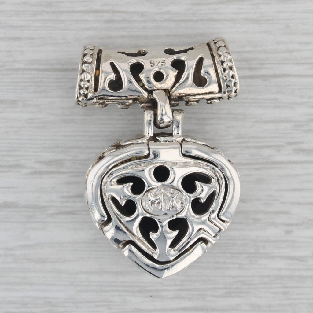 Gray Onyx Statement Pendant Sterling Silver Signed MX