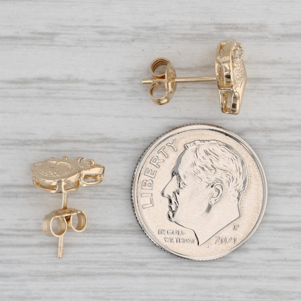 Gray Diamond Accented Heart Stud Earrings 14k Yellow Gold