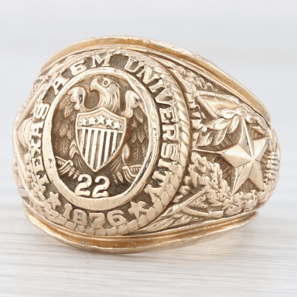 Light Gray Texas A&M University Class Ring 10k Yellow Gold Size 8