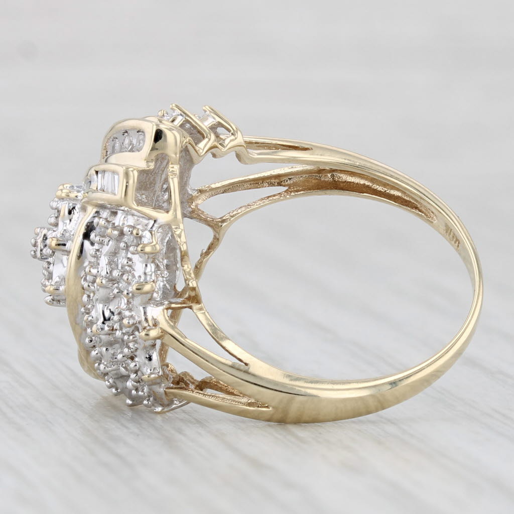 Light Gray 0.15ctw Diamond Cluster Swirl Ring 10k Yellow Gold Size 8.25