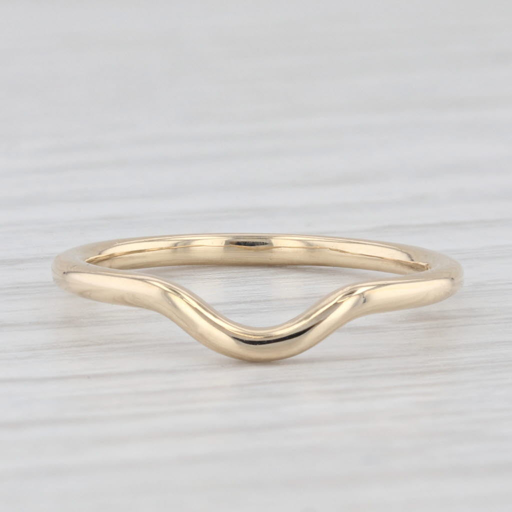 Light Gray Contoured Wedding Band 14k Yellow Gold Size 7 Stackable Wedding Ring